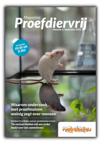 Voorkant Magazine September 2025 Proefdiervrij - In dit magazine: Ode aan de muis - Waarom onderzoek met proefmuizen weinig zegt over mensen